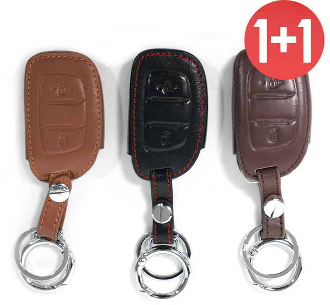 1+1 바이어블 현대 호환 2버튼 천연 소가죽 스마트 키 케이스 포터2 일렉트릭 포터 전기차 호환, 카멜_L54, 카멜_L54