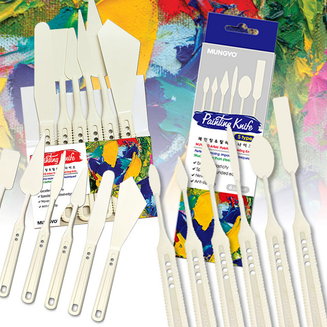 [오피스스쿨] 문교 페인팅팔레트 나이프 / 문교 페인팅나이프 S (6본세트) 물감 보조도구 스파츌러 미술용 나이프 물감나이프, 문교 페인팅나이프 S타입 (6본)