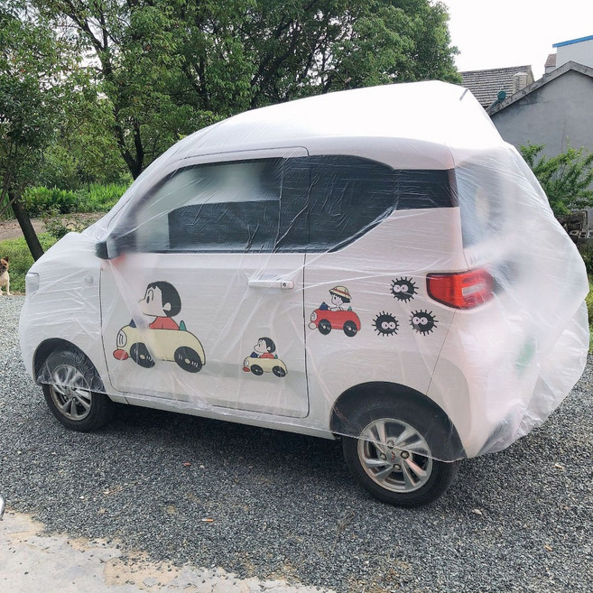 QINGFEI 汽車車罩 一次性防雨防塵罩, 1個, 車身罩-M號-小