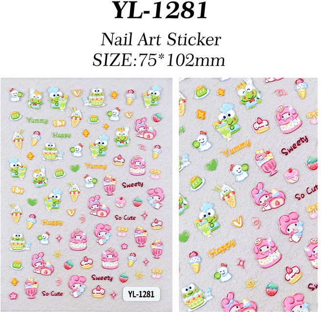 뿜뿌 네일 스티커 셀프 귀여운 네일아트 DIY, 1개, YL-1281
