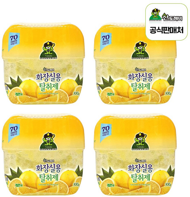 산도깨비 화장실용 탈취제 레몬향, 300g, 4개