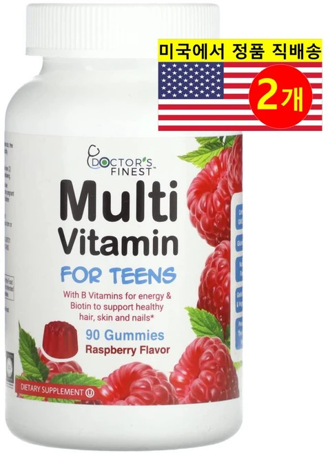 닥터스파이니스트 청소년 종합비타민 라즈베리 90 구미젤리, 2개, 90정 - 쿠팡