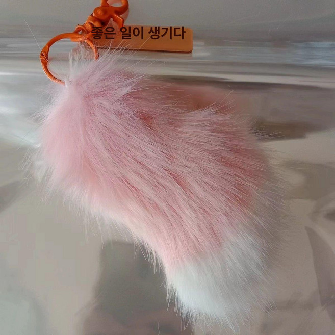 구미호 전동 꼬리 여우꼬리 코스프레 분장 움직이는 소품 코스튬 핑크 블랙, 1개, 벨 꼬리 장식 11cm