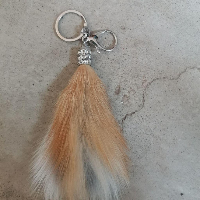 狐狸毛球鑰匙掛件 包包吊飾 真毛尾巴掛飾 毛絨飾品, 紅狐色, 1個