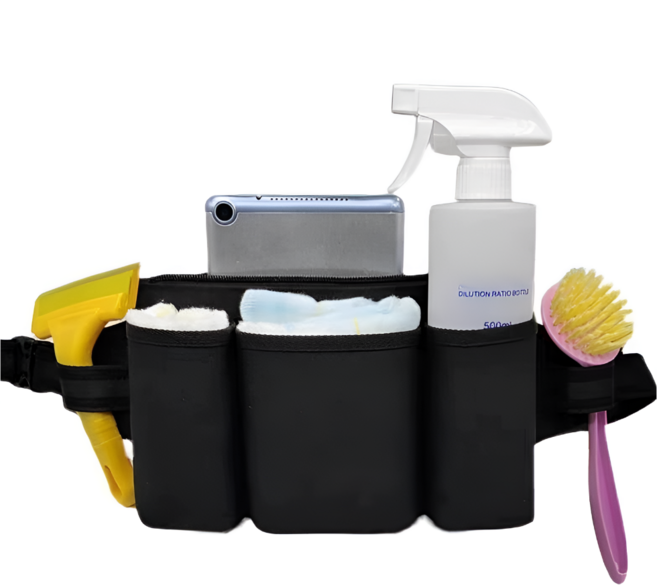 벨트형 멀티 수납 청소 작업용 힙색 파우치 공구 도구 정리 가방, 블랙, 1개