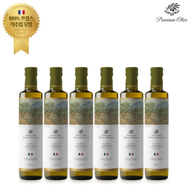 [팜투테이블] 샤또 드 프로방스 엑스트라버진 올리브오일 250ml* 6병, 6개, 6ml