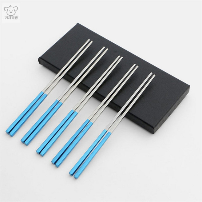 리치점빵 블루 스테인레스 젓가락 5인세트 설연휴선물 부모님이좋아하는선물