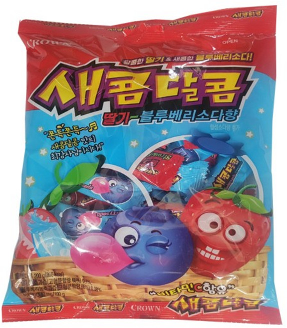 크라운 새콤달콤 딸기블루베리소다, 200g, 20개