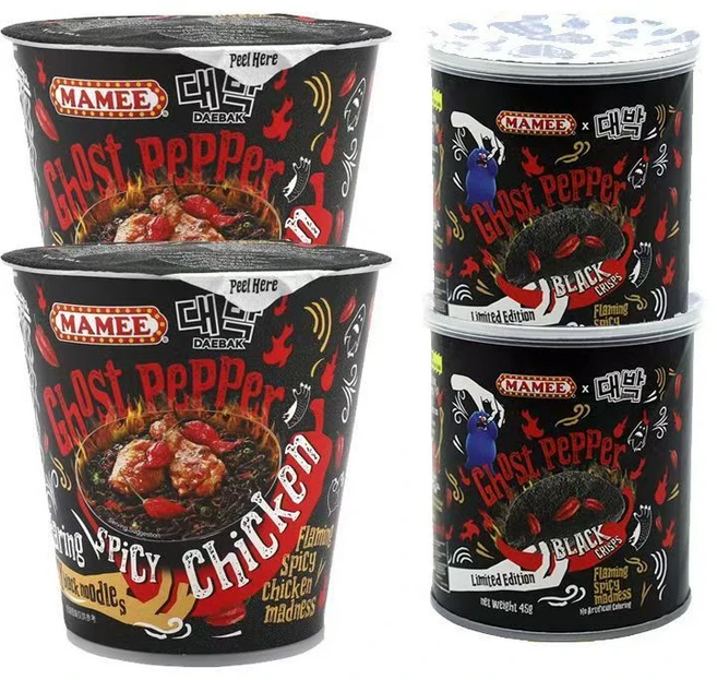 MAMEE블랙 고스트페퍼 라면1개+칩1개 조합, 2세트, 125g - 쿠팡