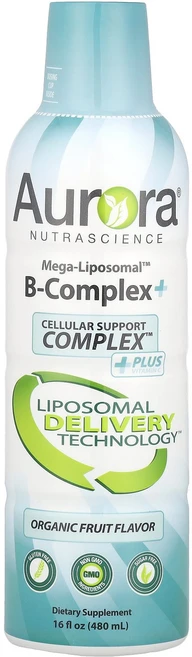 Aurora Nutrascience Mega-Liposomal B-Complex+ 유기농 과일 맛 480ml(16fl oz) (판매가 중단된 상품) Nutrascience, 1개 - 쿠팡