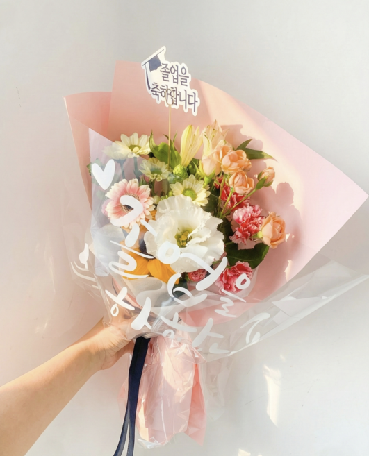 달마다꽃 졸업꽃다발 졸업식생화꽃다발 택배배달, 1개, 옐로우 포장다발