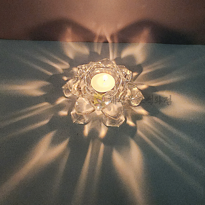 ★5+1이벤트★8시간티라이트초촛대-연꽃 크리스탈촛대 8시간초, 주황, 1개