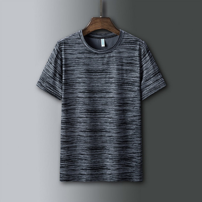 男款大尺碼麻花冰絲短袖T恤 圓領速乾涼感排汗衫