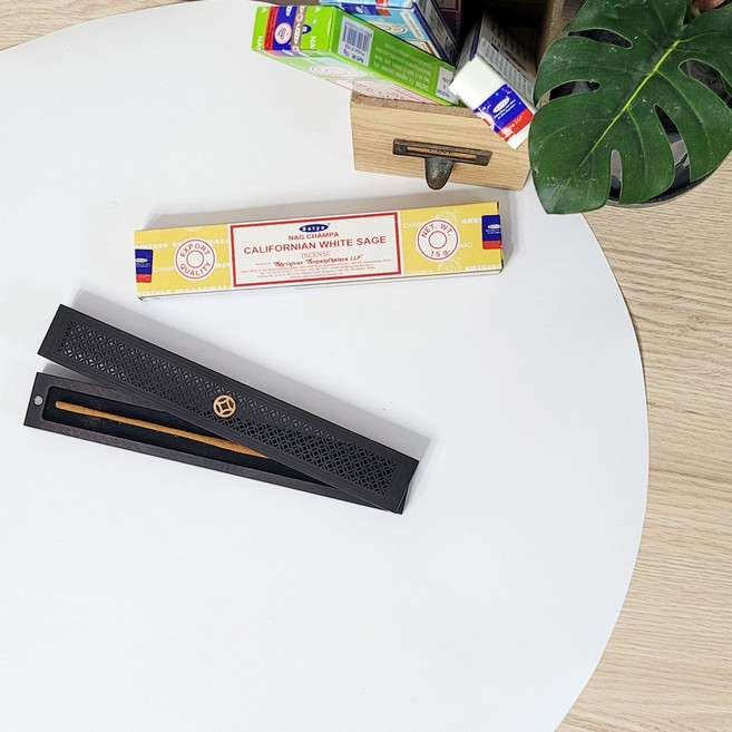 웨딩포 인센스 홀더 앤틱 스타일 흑단목 버너 방염시트 Antique Style Incense Burner Ebony, 우드(흑단목), 다크브라운