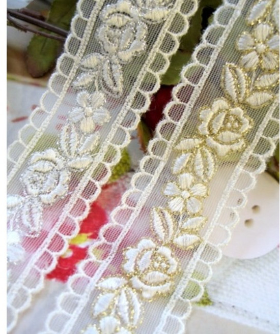 릴리패브릭 TR레이스]줄장미양면-백아이보리, 은사, 1개