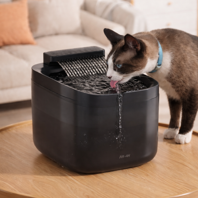 MAAH 고양이 자동 급수기 정수기 폴링워터 3L 반투명, 1개, 블랙[반투명], PCWR-T3