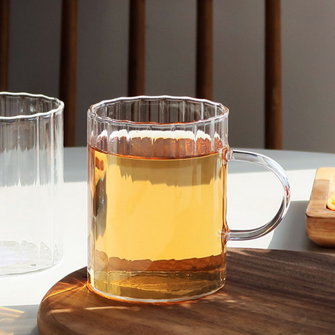 오링클 플리츠 내열유리 머그컵 300ml, 1개, 투명