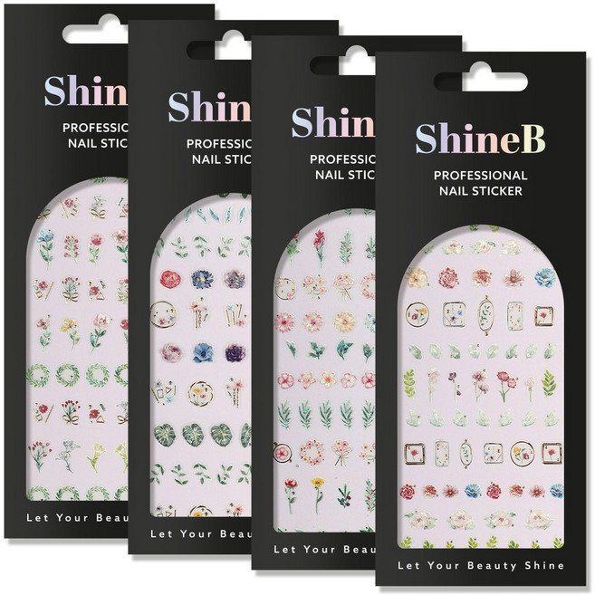 샤인비 프로 네일 아트 스티커 4종 세트, SL4-07, 1개