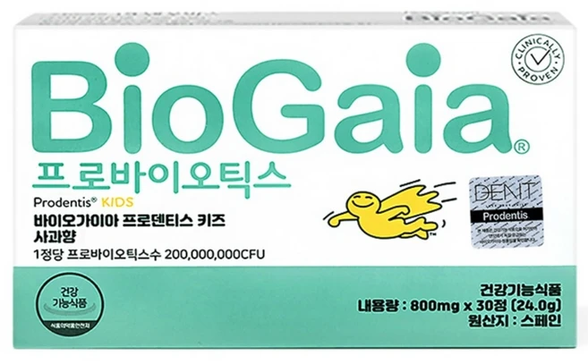 바이오가이아 구강유래 유산균 프로덴티스 키즈 사과맛 1개월분, 30정, 1박스, 30정 - 쿠팡