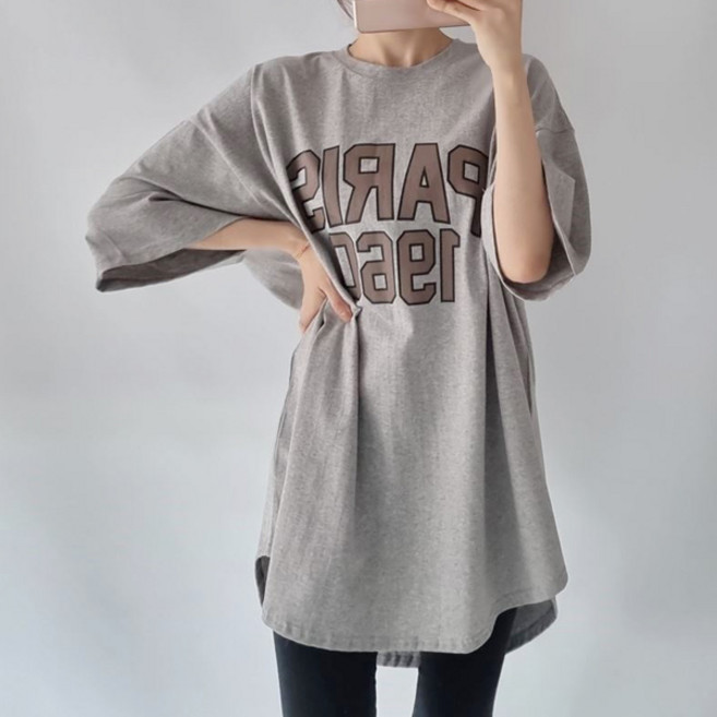 마이쏭 여성 빅사이즈 루즈핏 여름 반팔티 오버핏 여리여리 밑단둥근파리롱티