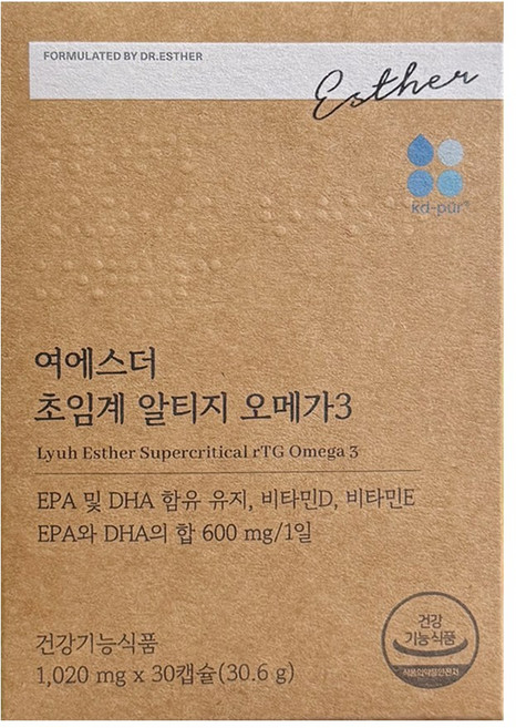 본사직영 여에스더 초임계 알티지 오메가3 1020mg, 30정, 1박스