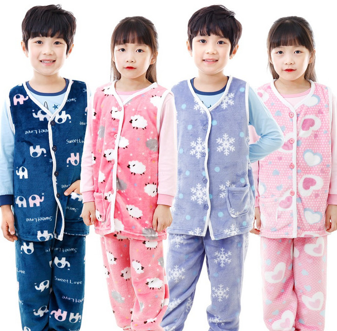 키즈라인 아동 밍크 수면잠옷 유아동 주니어 수면조끼 수면바지 겨울잠옷 실내복