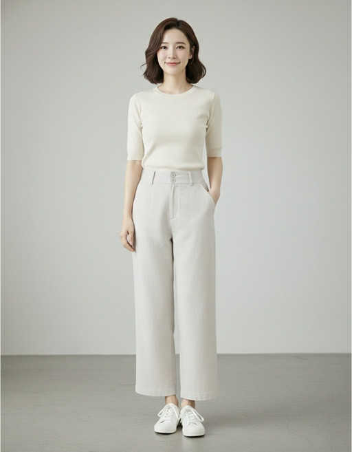 Shopflix 여성 여름 린넨 와이드 팬츠 면마 슬랙스 빅사이즈 밴딩 데일리룩 체형커버