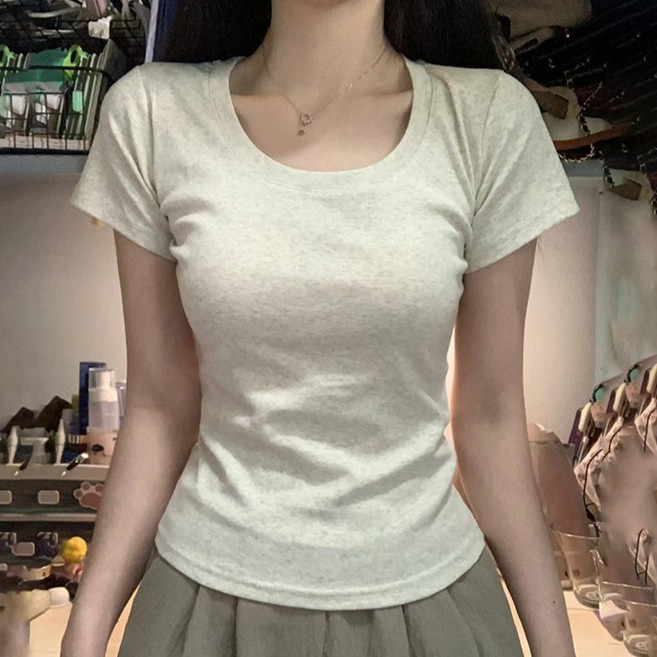 야오야오 여성 스판 반팔 티셔츠