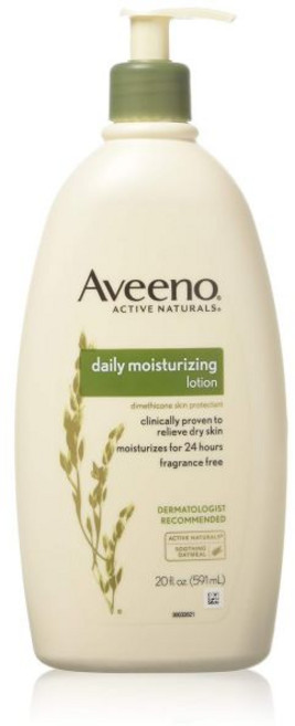 Aveeno 아비노 데일리 모이스처라이징 바디 로션 건성 피부용 프리바이오틱 오트 함유 파라벤 무 향료 끈적임 없는 비코메도제닉 보습제 18액량 온스, 1개, 591ml