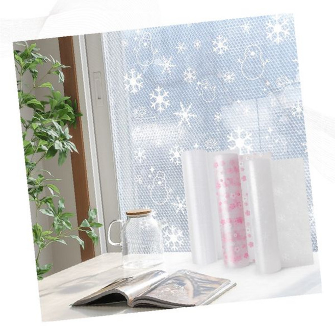 창문 단열필름 눈꽃 패턴 보온 뽁뽁이 시트 겨울용 유리창 보온재, 1개