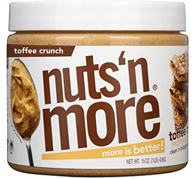 Nuts 'N More 화이트 초콜릿 프레첼 땅콩 버터 스프레드 단백질 추가 천연 간식 저탄수화물 저설탕 글루텐 프리 GMO 프리 고단백질 맛이 가미된 너트 버터, 토피 크런치, 15 Ounce (Pack of 1), 429g, 1개