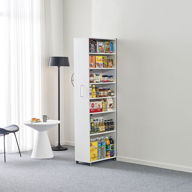 지오 비스포크 멀티렌지대 오브제 빌트인 광폭 주방수납장 틈새장 밥통수납 전자레인지, 화이트, 슬라이딩300틈새장