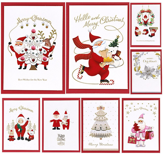 마음담아 귀여운 고급 금박 골드 크리스마스 카드 8종, 1개, 2. 골드실버리스