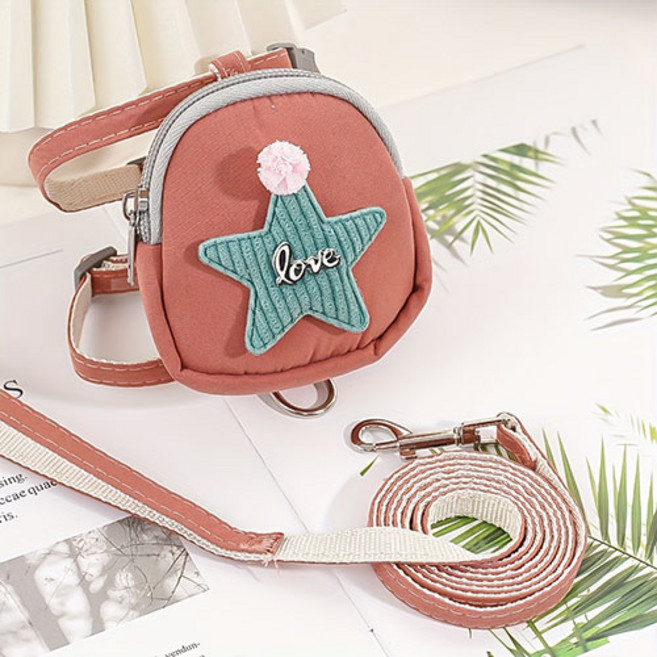 유래미 반려동물 하네스 리드줄, 핑크