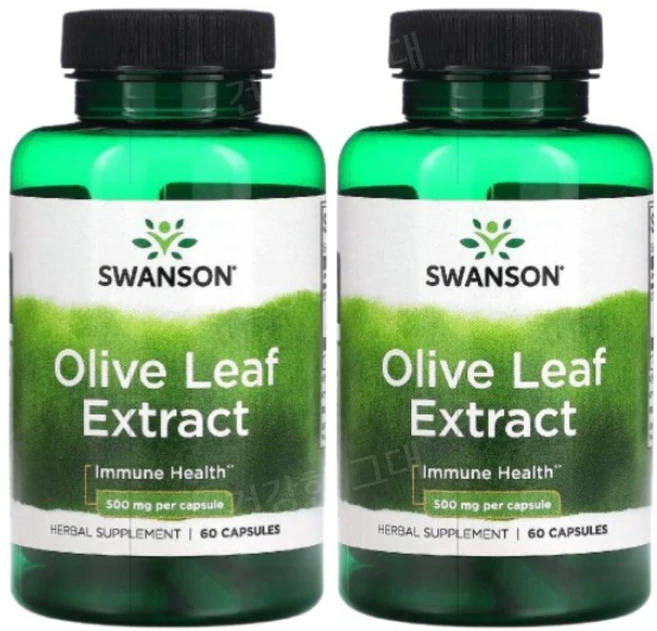 스완슨 올리브잎 올리브리프 추출물 500mg 60캡슐 2개 OliveLeaf, 60정 - 쿠팡