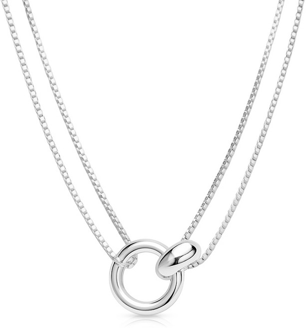 ARIN AND029 목걸이 순은 S925 더블 체인 링 심플 데일리