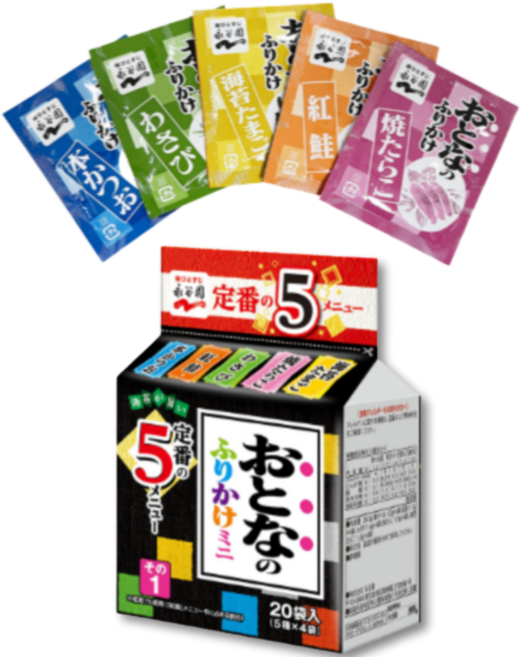 나가타니엔 오토나노 후리가케 미니 (5가지맛 총 20봉) 뿌려먹는 즉석 간펵식+kf94 마스크 2장 사은품 증정 세트, 29g, 1세트