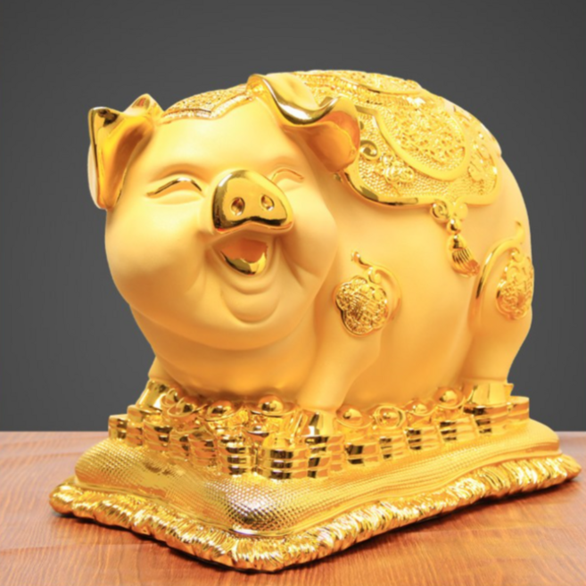 BLACK K7 황금돼지 저금통 돼지저금통 특대 장식품 풍수 인테리어 소품 개업선물 결혼준비, 소형28*20*24CM