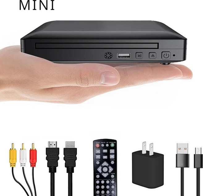 휴대용 미니 홈 DVD 플레이어 어린이 VCD 기계용 HD 미니 CD 플레이어, 1)US PLUG  1080p HDMI, 1개