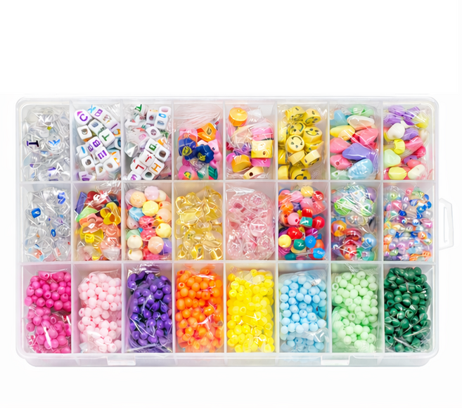 알파벳 비즈 팔찌 만들기 세트 보관함 포함 키즈 DIY 목걸이 구슬 공예 풀세트, 1세트, 혼합