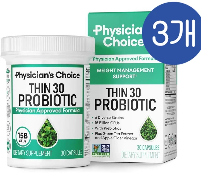 피지션즈초이스 씬 30 프로바이오틱스 150억 유산균 캡슐 Physician's CHOICE Thin 30 Probiotics, 3개, 30정 - 쿠팡