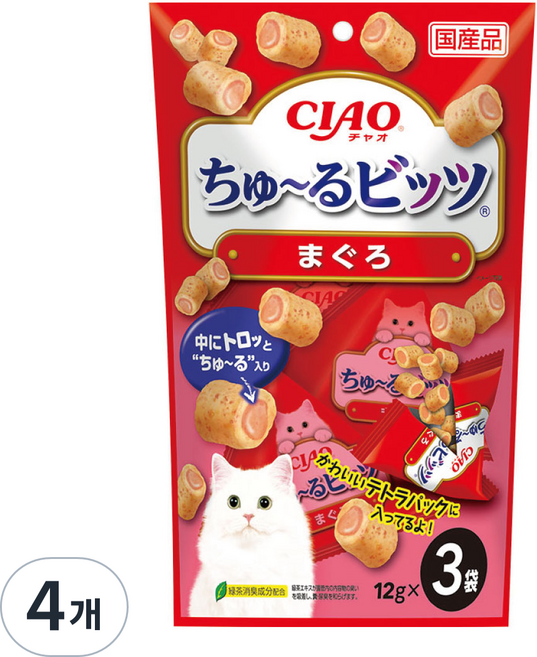 챠오츄르 고양이 츄르비츠 짜먹는 간식 CS-171 3p, 참치, 36g, 4개