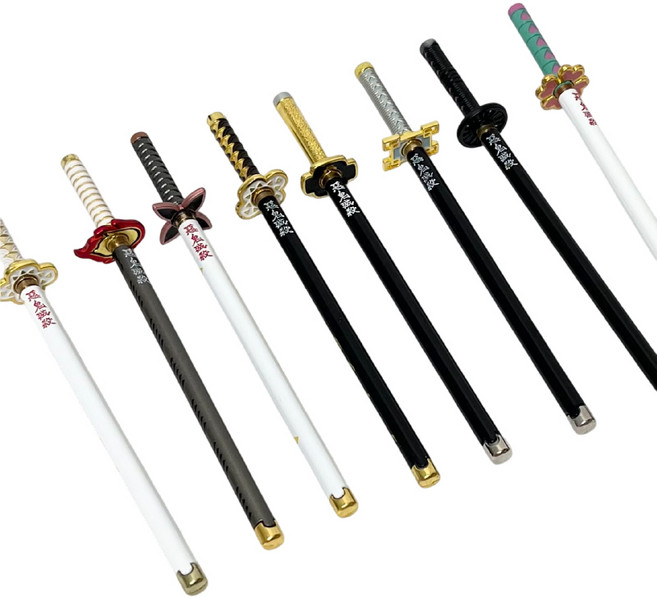 귀멸의칼날 일륜도 볼펜 펜 중성펜 미니어처 칼 모형, 1개, 미츠리