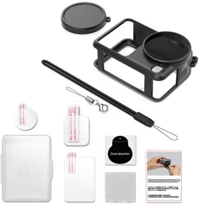 [특가] make speed DJI 오즈모액션6 실리콘케이스+강화유리필름1매, 1세트, 실리콘케이스 블랙 + 강화유리필름 1매