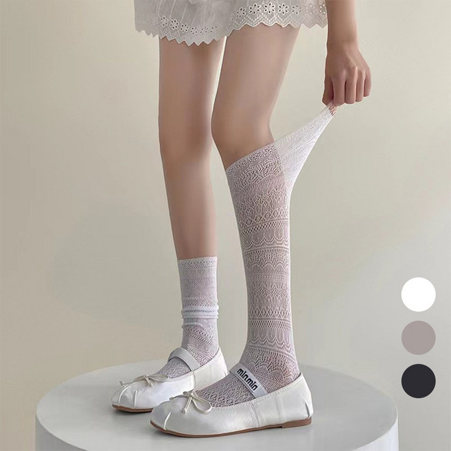 다이나토리 여성 여름 시스루 장목 양말 3켤레