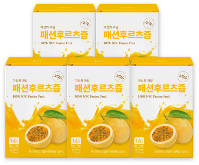 컬러에너지 패션후르츠즙 100% NFC 패션프루트 비타민C 과일즙 14포, 280g, 5박스