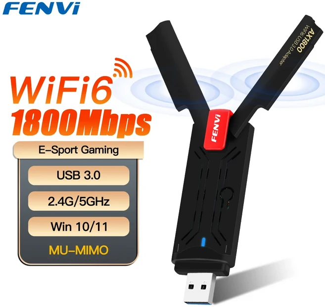 FENVI AX1800 WiFi 6 USB 어댑터 듀얼 밴드 2.4G/5GHz 무선 동글 MT7921 네트워크 카드 3.0 Win10/11 용