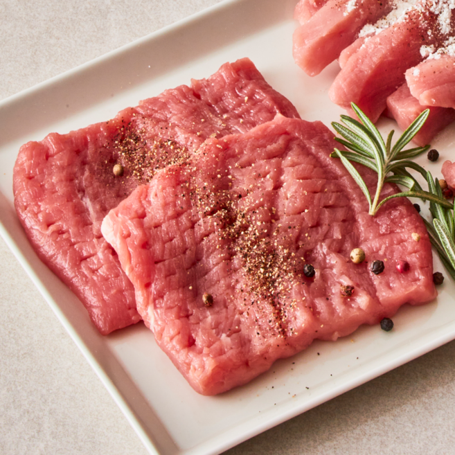 삼형제고기 1등급 한돈 안심 돈까스용 돼지고기 냉장, 1kg, 2개