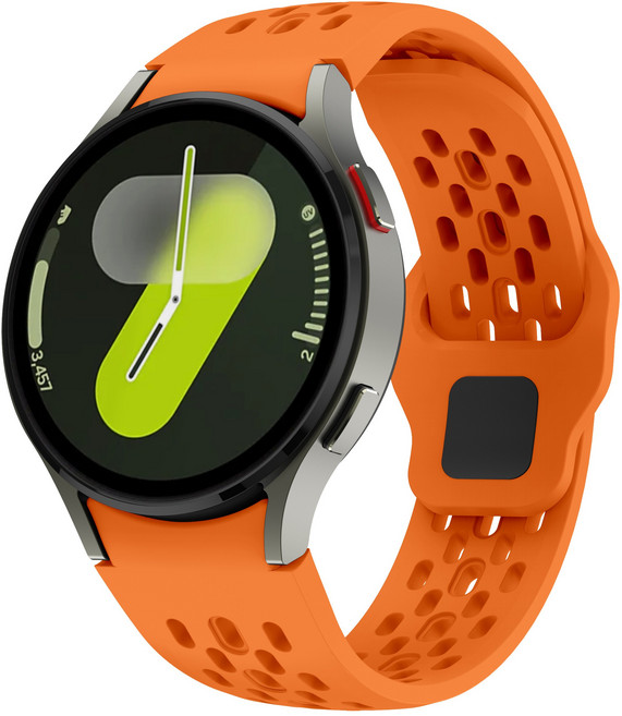 갤럭시워치 8 40mm 44mm 8클래식 46mm 호환 실리콘 스트랩 스포츠 멀티타공 소프트 루프 밴드 워치7/6/5/5골프/4/4클래식 45mm 43mm 47mm 42mm, 오렌지