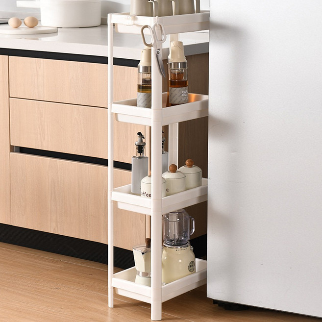 하우쏠 욕실 물빠짐 틈새 수납 선반 정리대 4단, 1개, 화이트